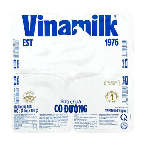 lo ?c 4 ho ?p su ?a chua co ? duo ?ng vinamilk 100g