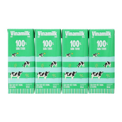 loc 4 hop sua tuoi tiet trung co duong vinamilk 100  sua tuoi 180ml