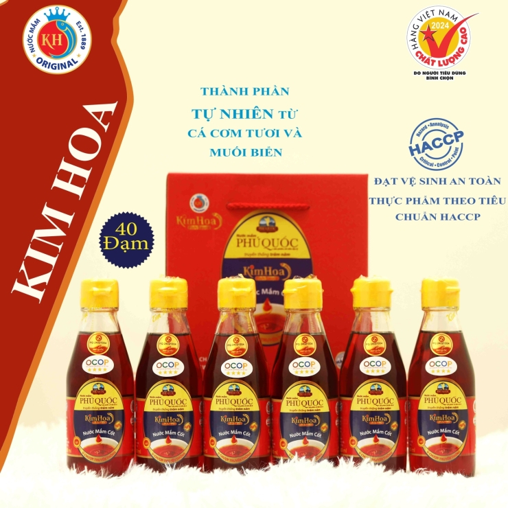 nuoc mam phu quoc kim hoa 40 do dam   hop 6 chai 180ml