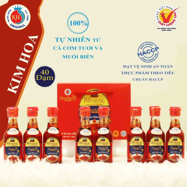 nuoc mam phu quoc kim hoa 40 do dam   hop 8 chai 60ml