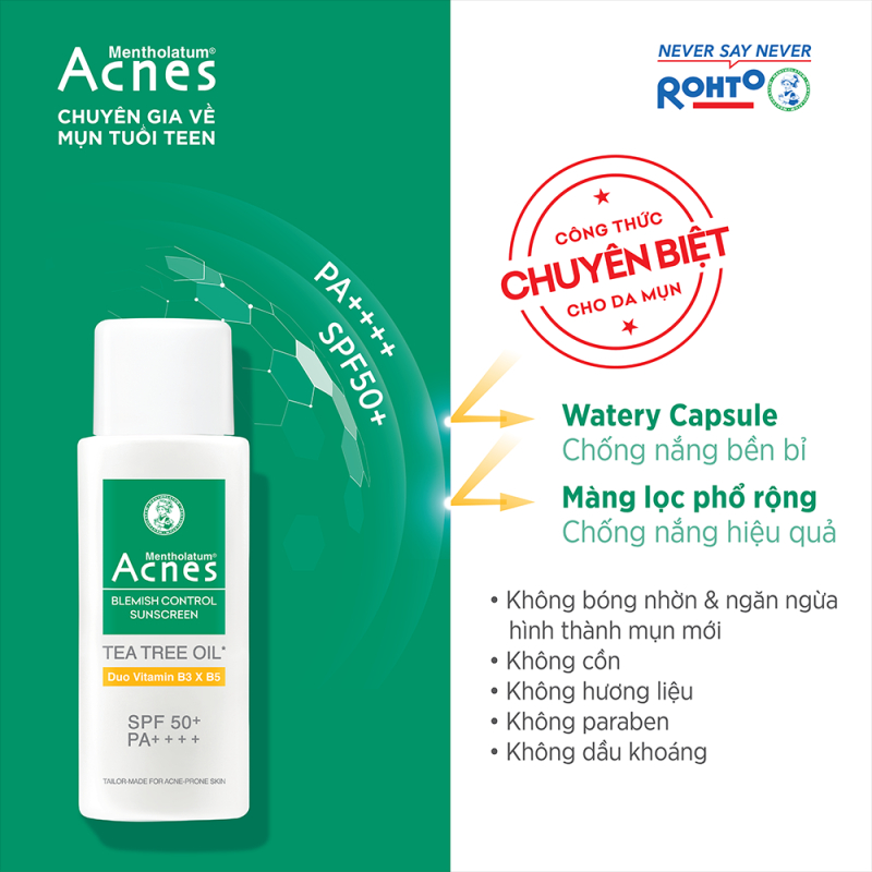 sua chong nang acnes blemish control sunscreen ngan ngua mun chai 50g